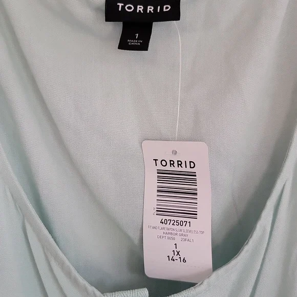 Torrid Women's Fit And Flare Sleeveless Blouse 1X Harbor Gray NWT - Picture 3 of 6